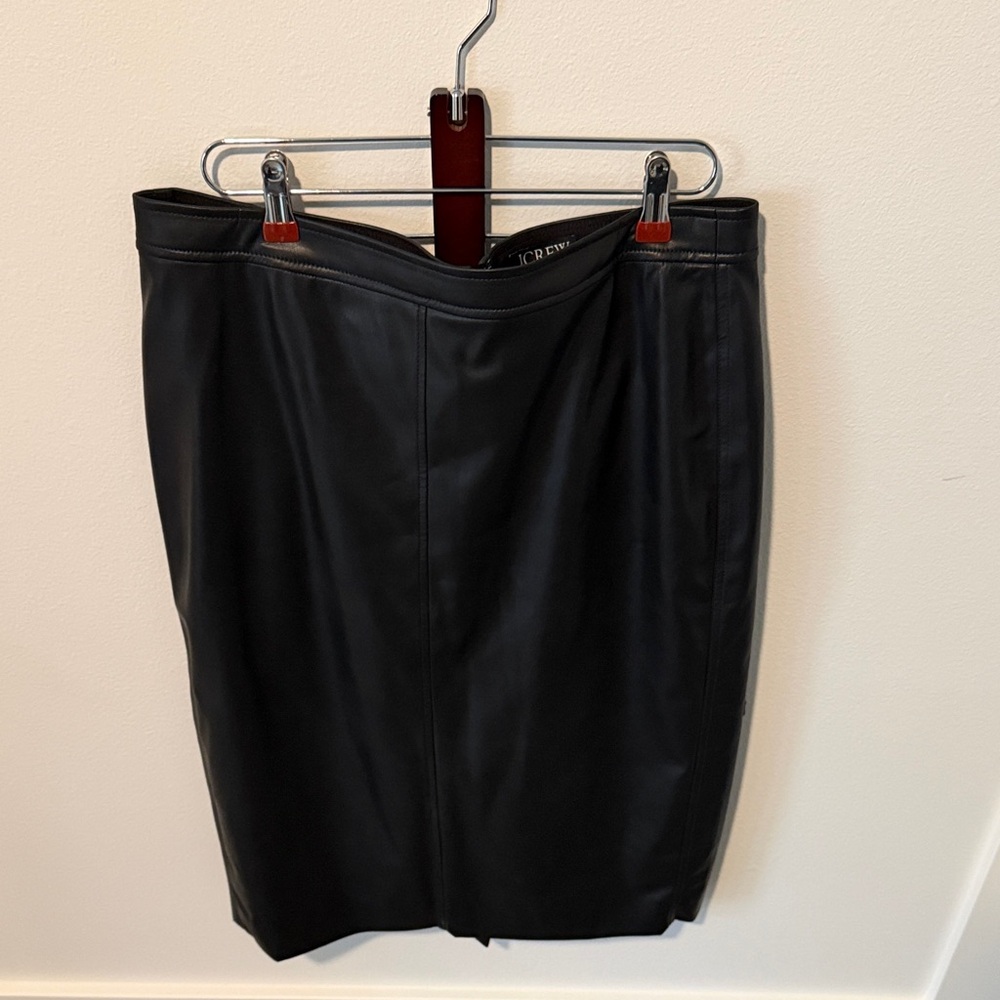 J. Crew Black Faux Leather Pencil Skirt Size 14 MINT